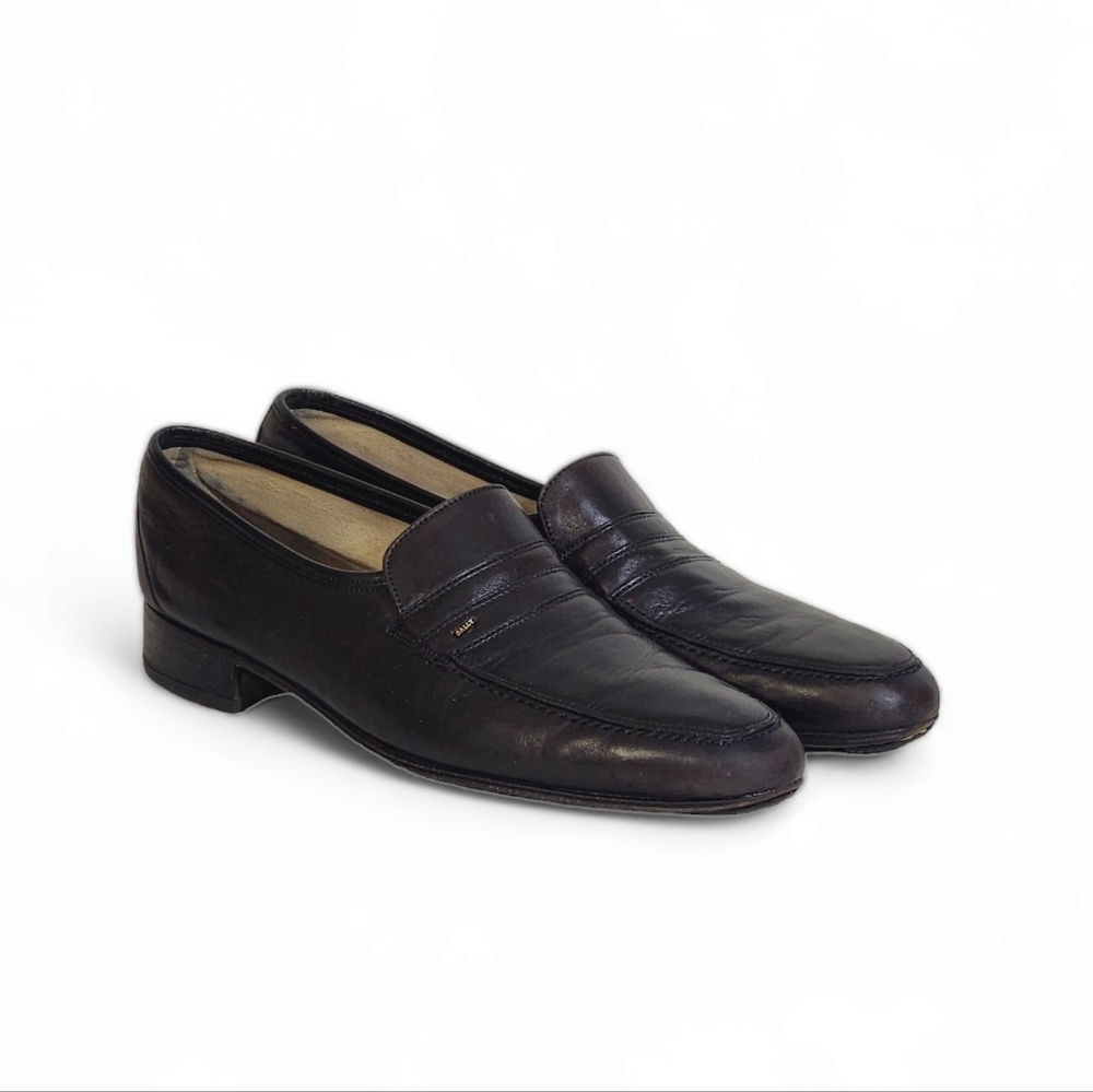 Bally Continentals Switzerland Shelton Leather Loafers Dark Brown Mens Size 9.5